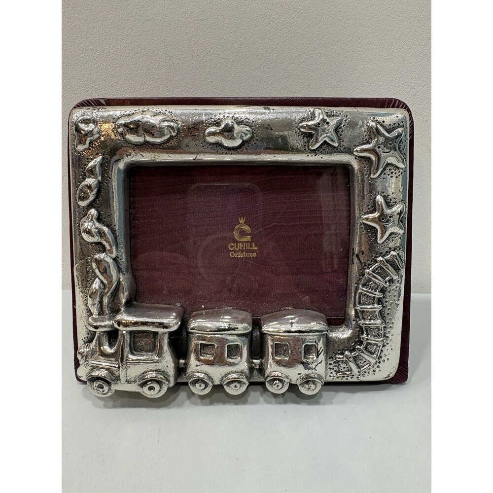 Cunill OrFebres Silver  Photo Frame Trains Stars Clouds Heavy!!! 4x6 Baby Shower